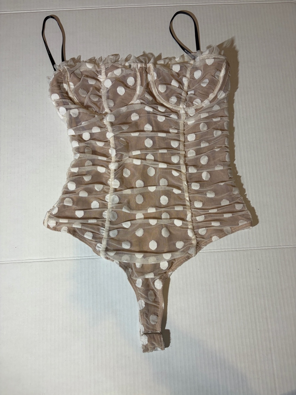 MAJORELLE Gold Satin Lined Top with Lace Trim